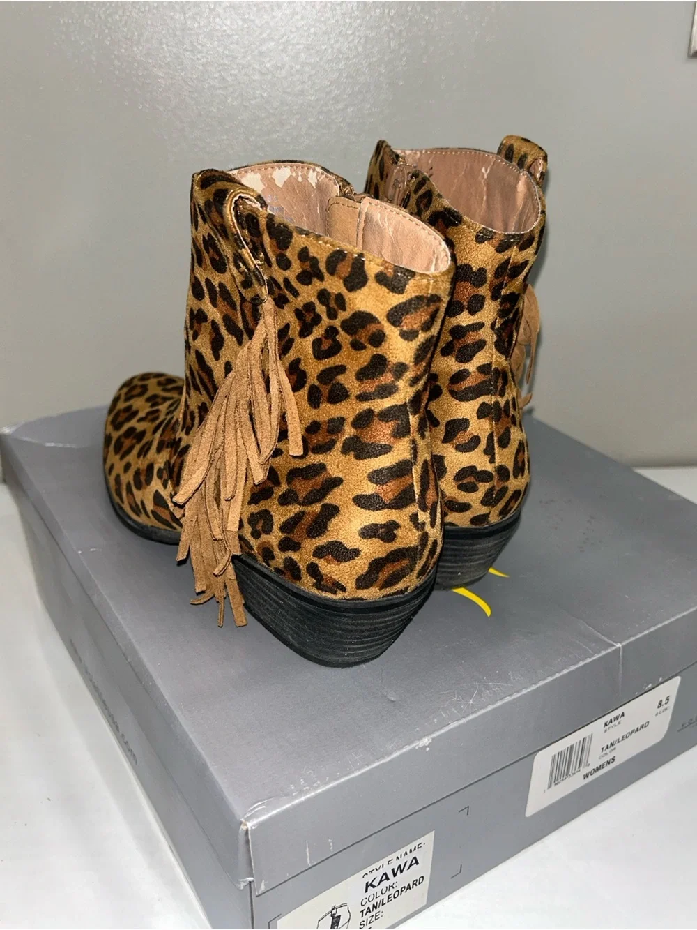 Volatile Leopard-Print Ankle Boots in Brown & Black size 8.5